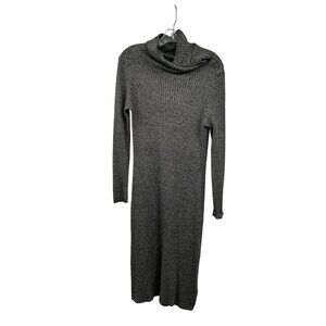 ETC Womens Midi Sweater Dress Cowl Neck Long Sleeve Gray/Multi Size Medium Snaps